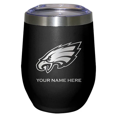 Black Philadelphia Eagles 12oz. Personalized Etched Stemless Tumbler