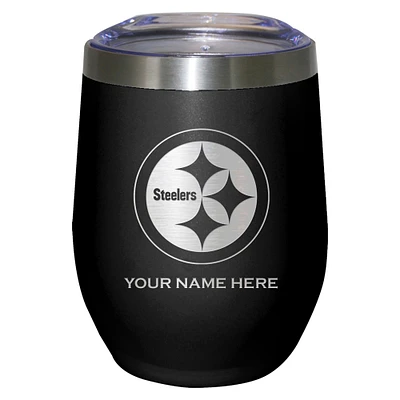 Black Pittsburgh Steelers 12oz. Personalized Etched Stemless Tumbler