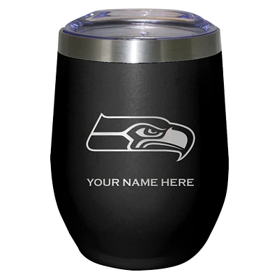 Black Seattle Seahawks 12oz. Personalized Etched Stemless Tumbler