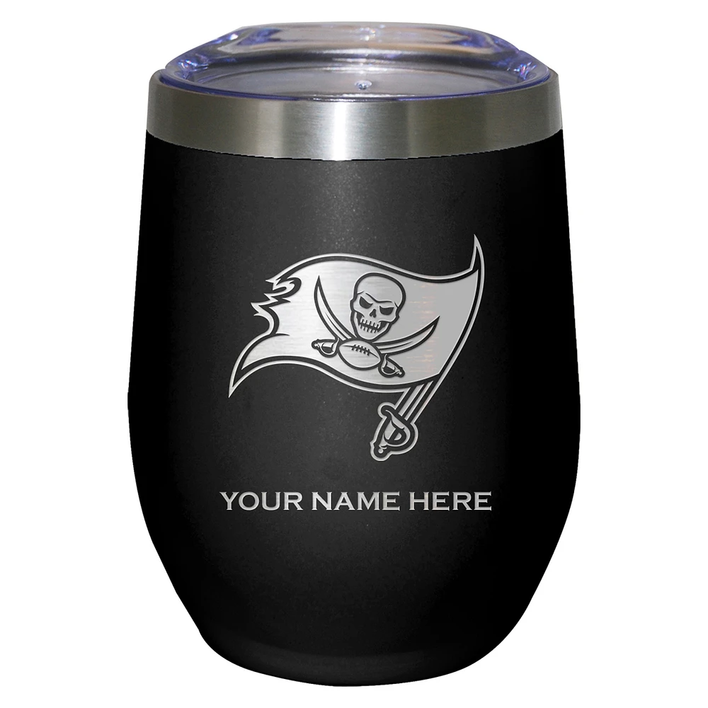 Black Tampa Bay Buccaneers 12oz. Personalized Etched Stemless Tumbler