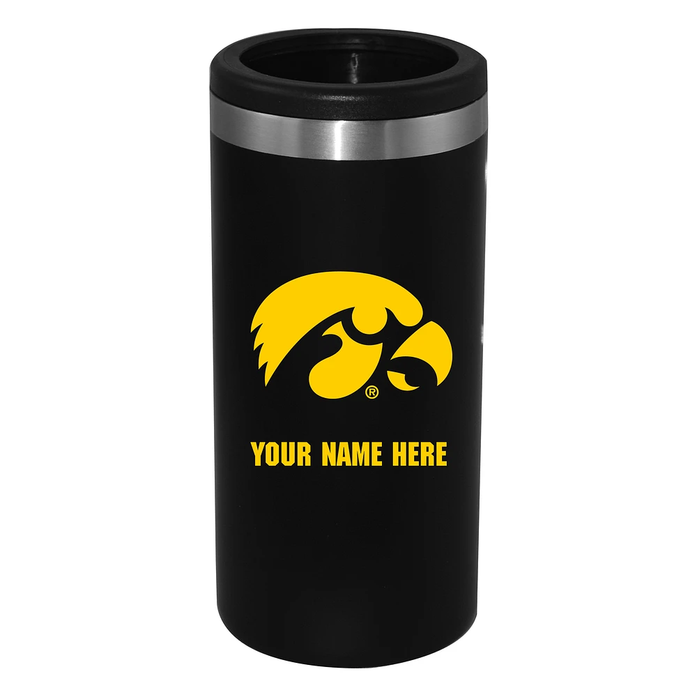Black Iowa Hawkeyes 12oz. Personalized Slim Can Holder