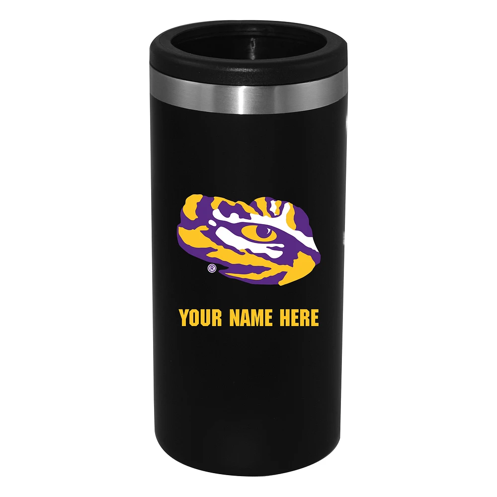 Black LSU Tigers 12oz. Personalized Slim Can Holder