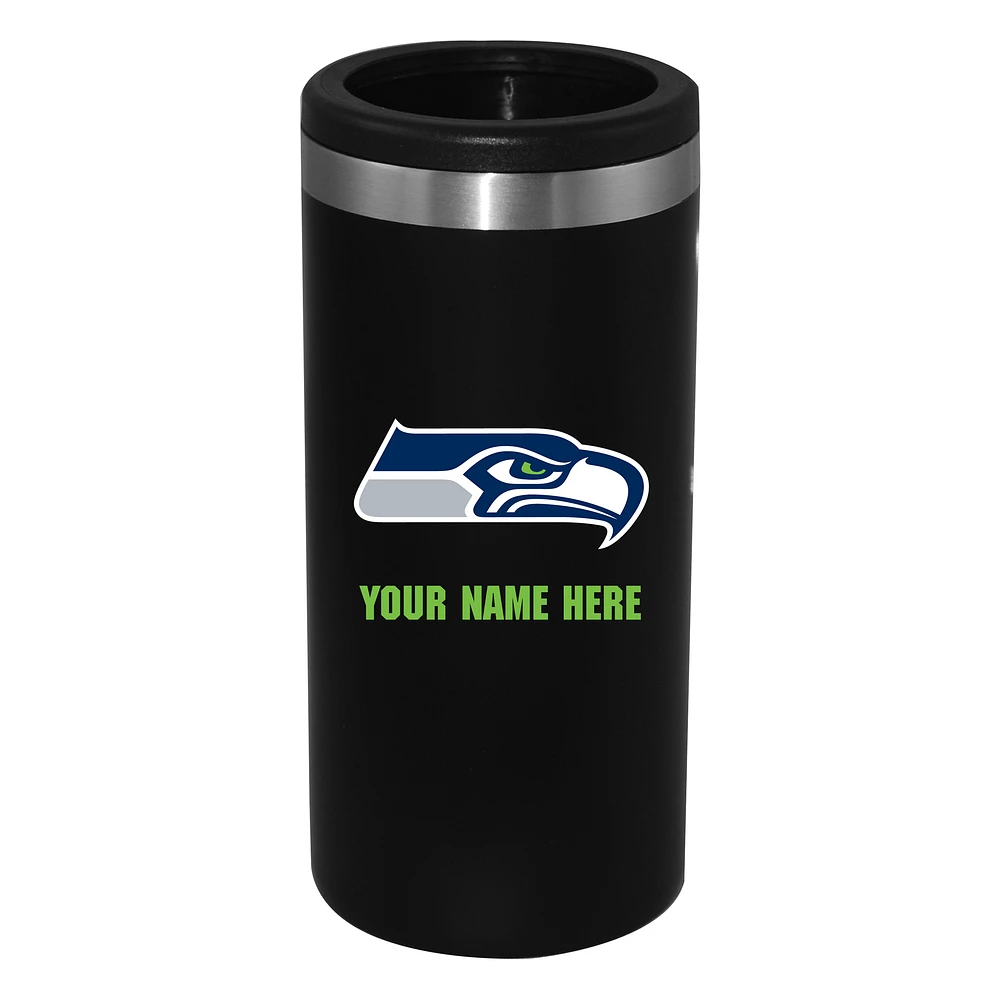 Black Seattle Seahawks 12oz. Personalized Slim Can Holder