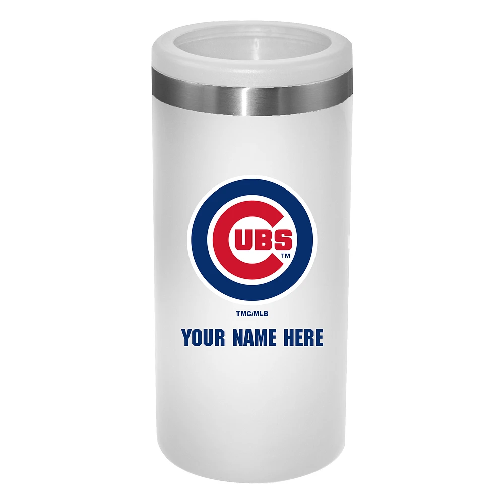 White Chicago Cubs 12oz. Personalized Slim Can Holder