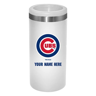 White Chicago Cubs 12oz. Personalized Slim Can Holder