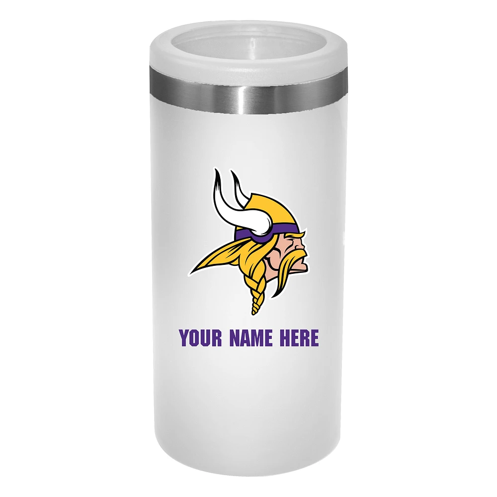 White Minnesota Vikings 12oz. Personalized Slim Can Holder
