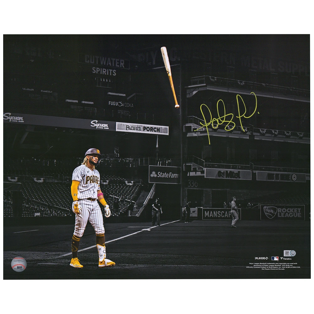 Fernando Tatis Jr. San Diego Padres Autographed 16" x 20" Bat Flip Spotlight Photograph
