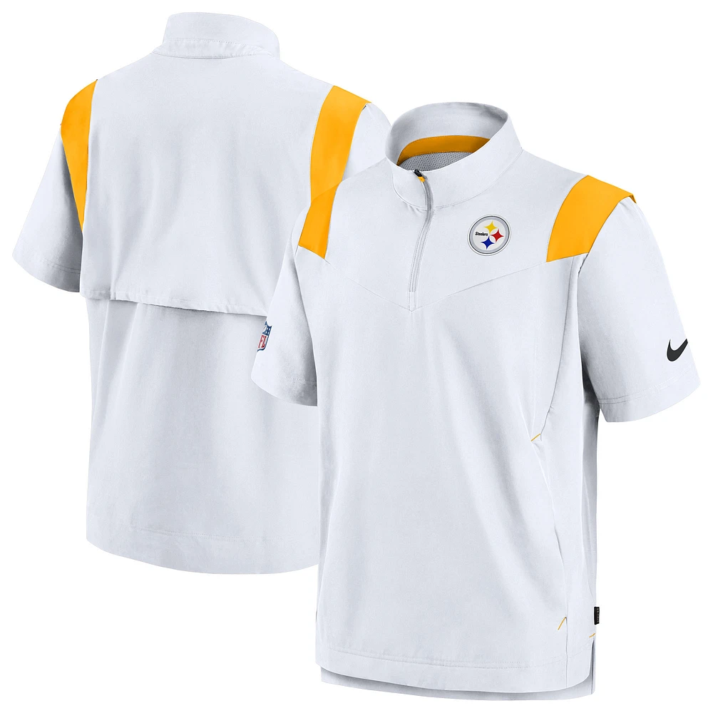 Men's Nike White Pittsburgh Steelers Sideline Coaches Chevron Lockup Pullover Top