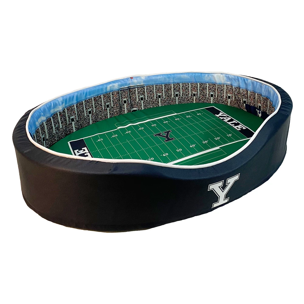 Navy Yale Bulldogs 7'' x 22'' x 34'' Medium Stadium Oval Dog Bed