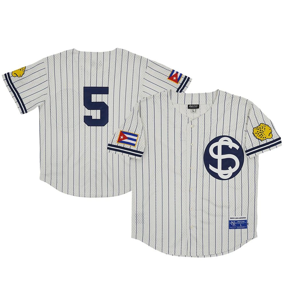 Men's Rings & Crwns #5 Cream Santa Clara Leopardos Mesh Button-Down Replica Jersey