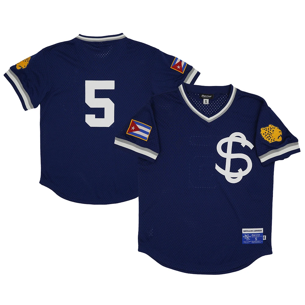 Men's Rings & Crwns #5 Navy Santa Clara Leopardos Mesh Replica V-Neck Jersey