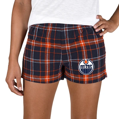 Women's Concepts Sport Navy/Orange Edmonton Oilers Ultimate Flannel Shorts