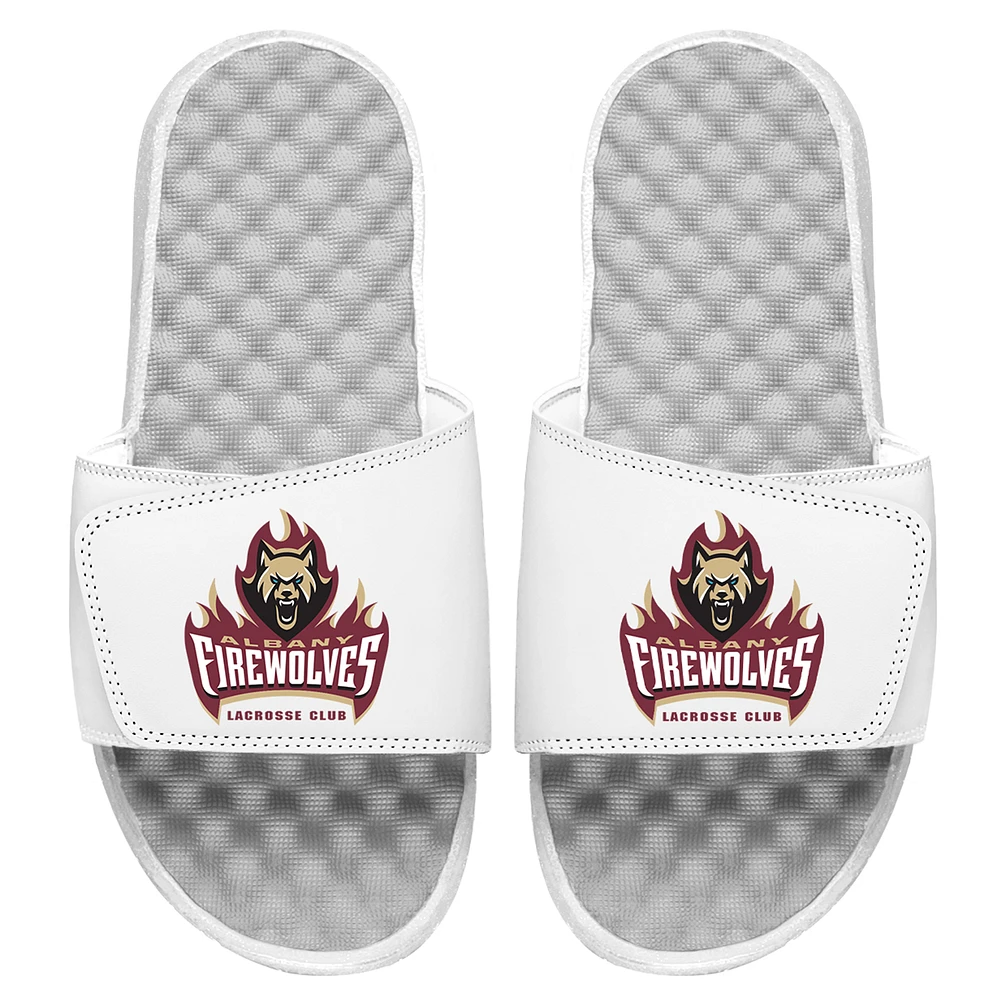 Youth ISlide White Albany FireWolves Primary Logo Slide Sandals