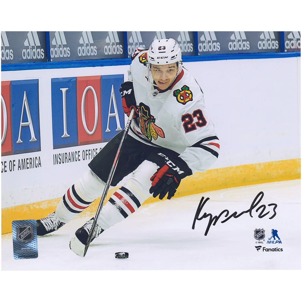 Philipp Kurashev Chicago Blackhawks Autographed 8'' x 10'' NHL Debut Skating Photograph