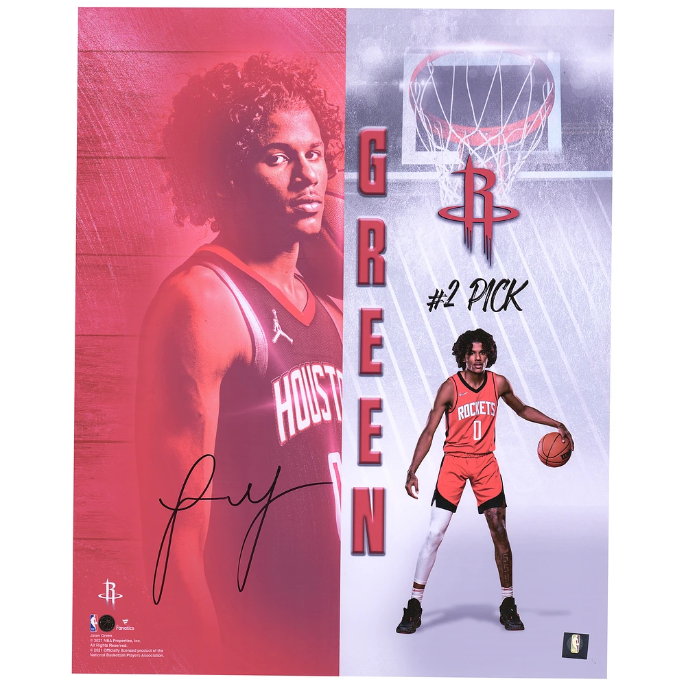Jalen Green Houston Rockets Autographed 16" x 20" Rookie Photoshoot Photograph