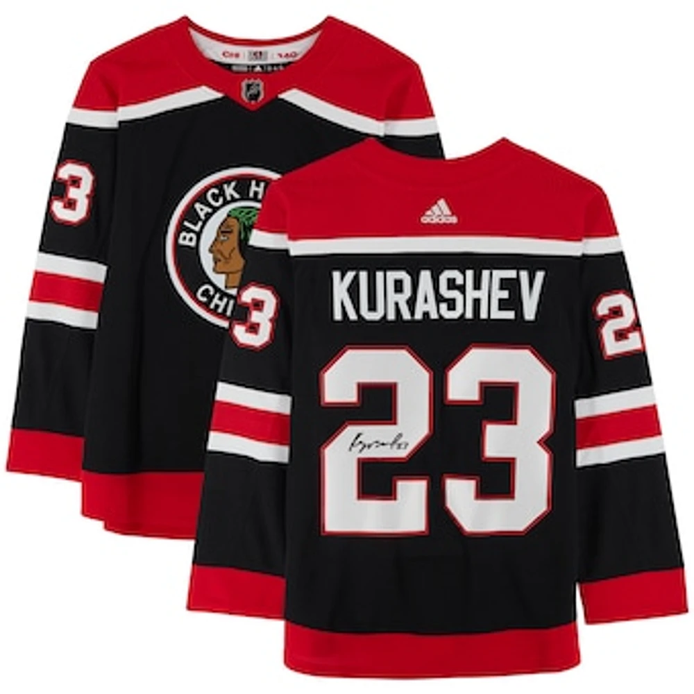 Philipp Kurashev Chicago Blackhawks Autographed 2020-21 Reverse Retro adidas Authentic Jersey