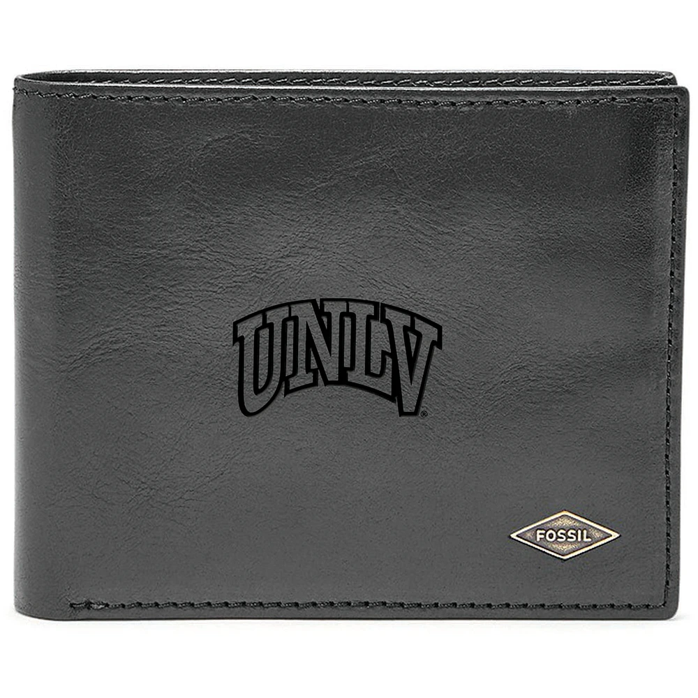 Men's Fossil Black UNLV Rebels Leather Ryan RFID Flip ID Bifold Wallet