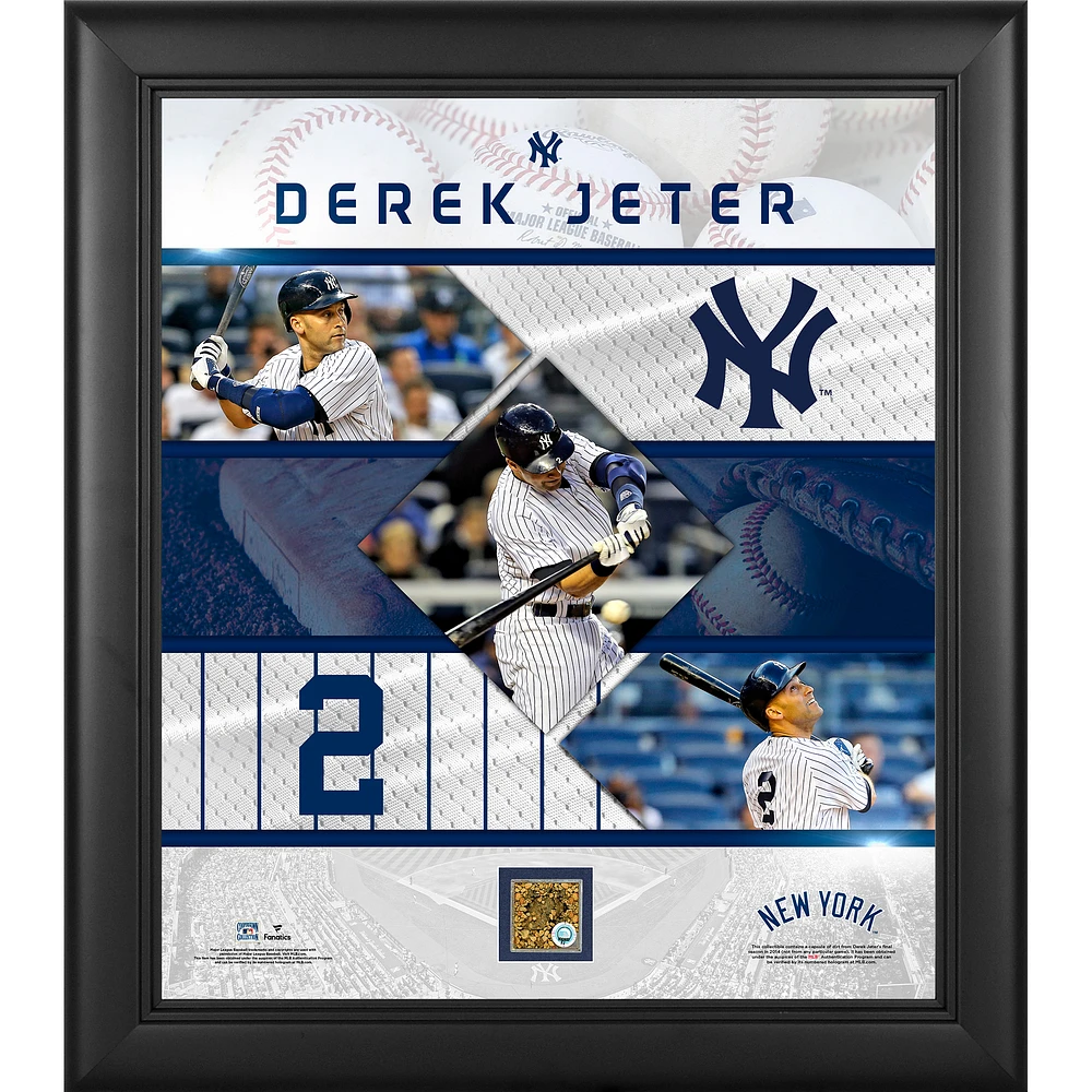 Derek Jeter New York Yankees Framed 15" x 17" Stitched Stars Collage with a Capsule of Game Used Dirt