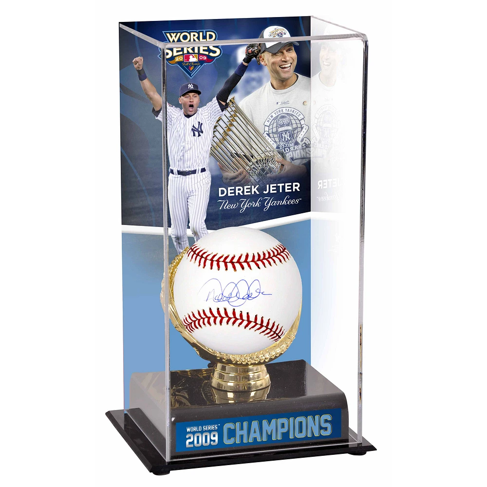 Derek Jeter New York Yankees Autographed Baseball and 2009 World Series Sublimated Display Case