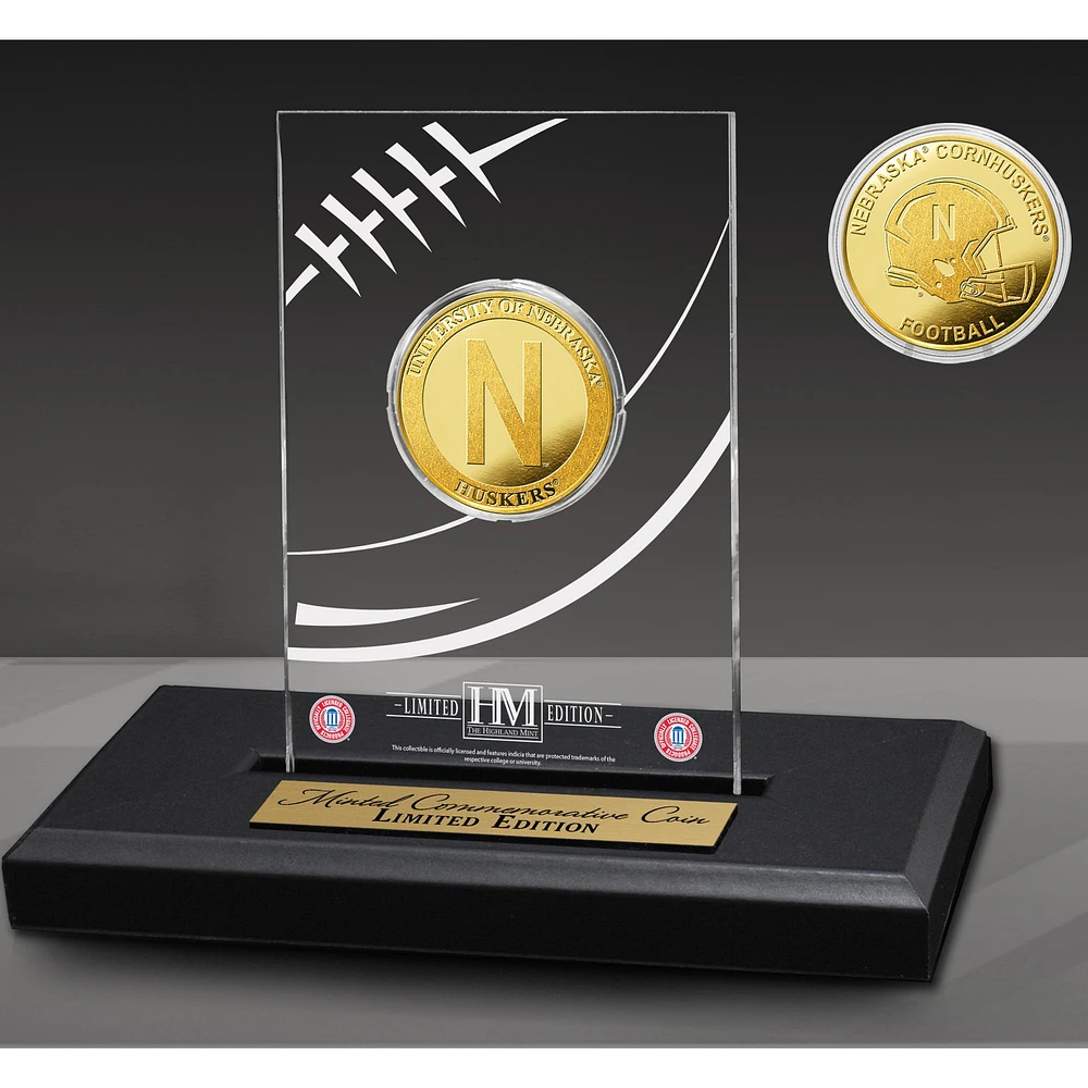 Highland Mint Nebraska Huskers 3'' x 5'' Acrylic Gold Coin Desk Top Display