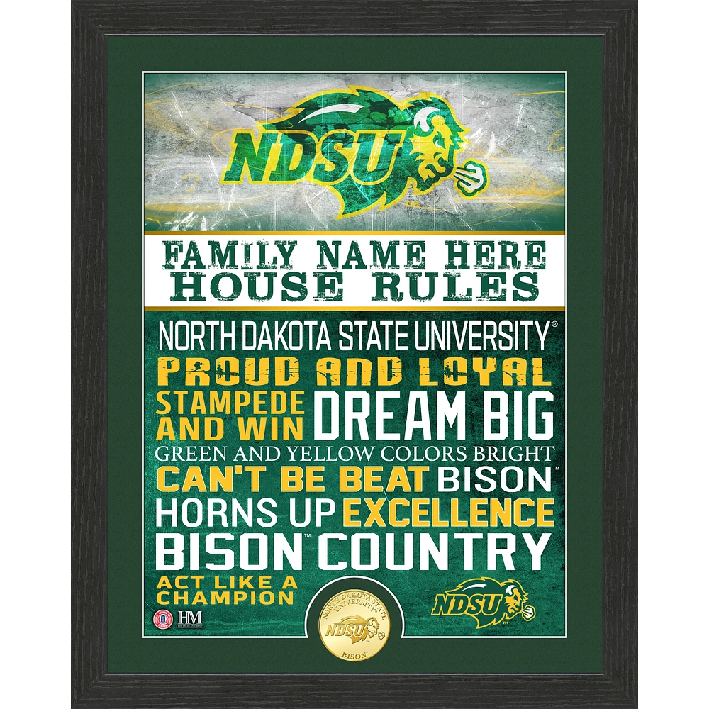 Highland Mint NDSU Bison 12'' x 15'' Personalized House Rules Bronze Coin Photo Mint