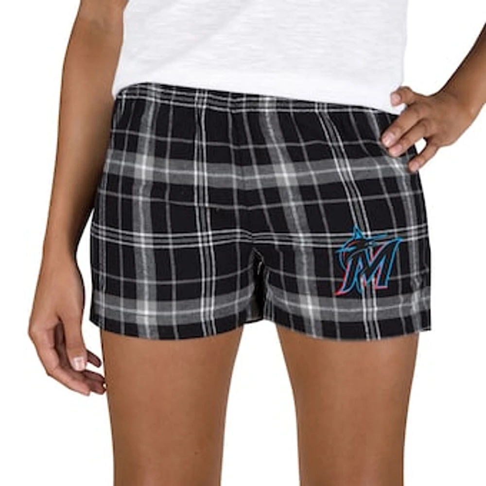 Women's Concepts Sport Black/Gray Miami Marlins Ultimate Flannel Shorts