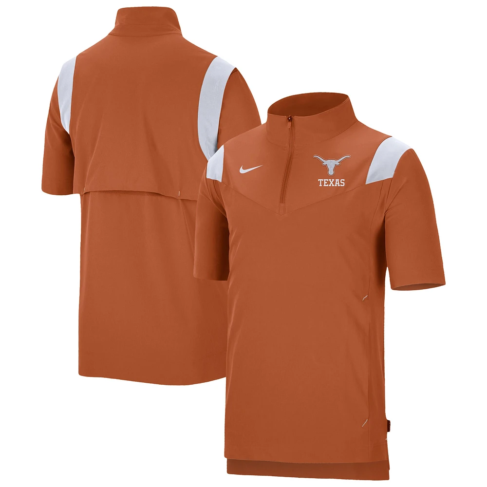 Men's Nike Texas Orange Texas Longhorns Coach Short Sleeve Quarter-Zip Jacket