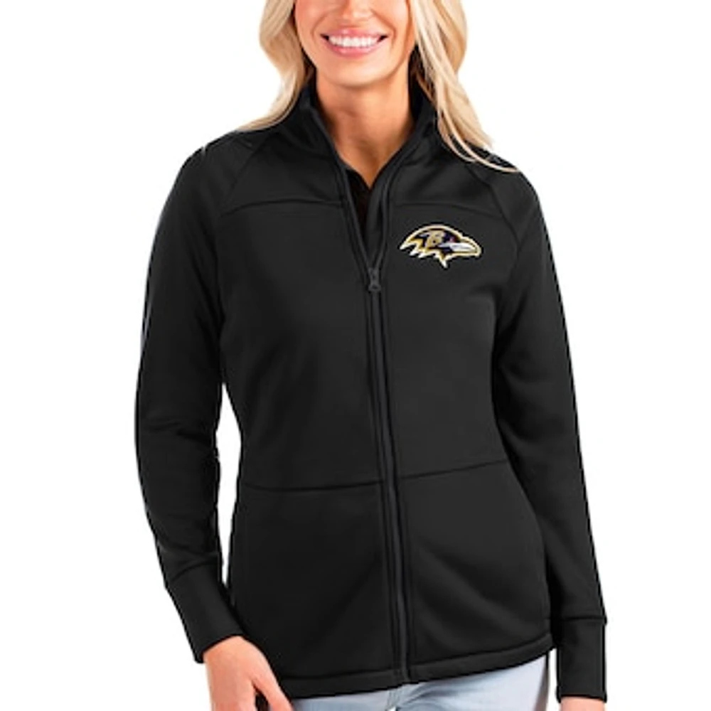 Women's Antigua Black Baltimore Ravens Links Full-Zip Golf Jacket