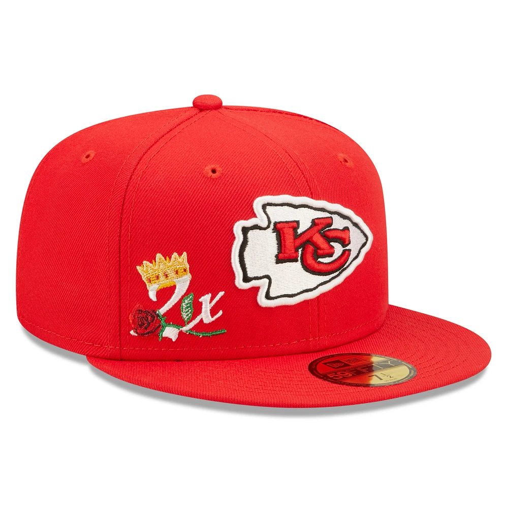Men's New Era Red Kansas City Chiefs Crown 2x Super Bowl Champions 59FIFTY Fitted Hat