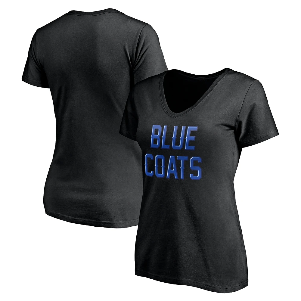 Women's Black Delaware Blue Coats Midnight Mascot V-Neck T-Shirt