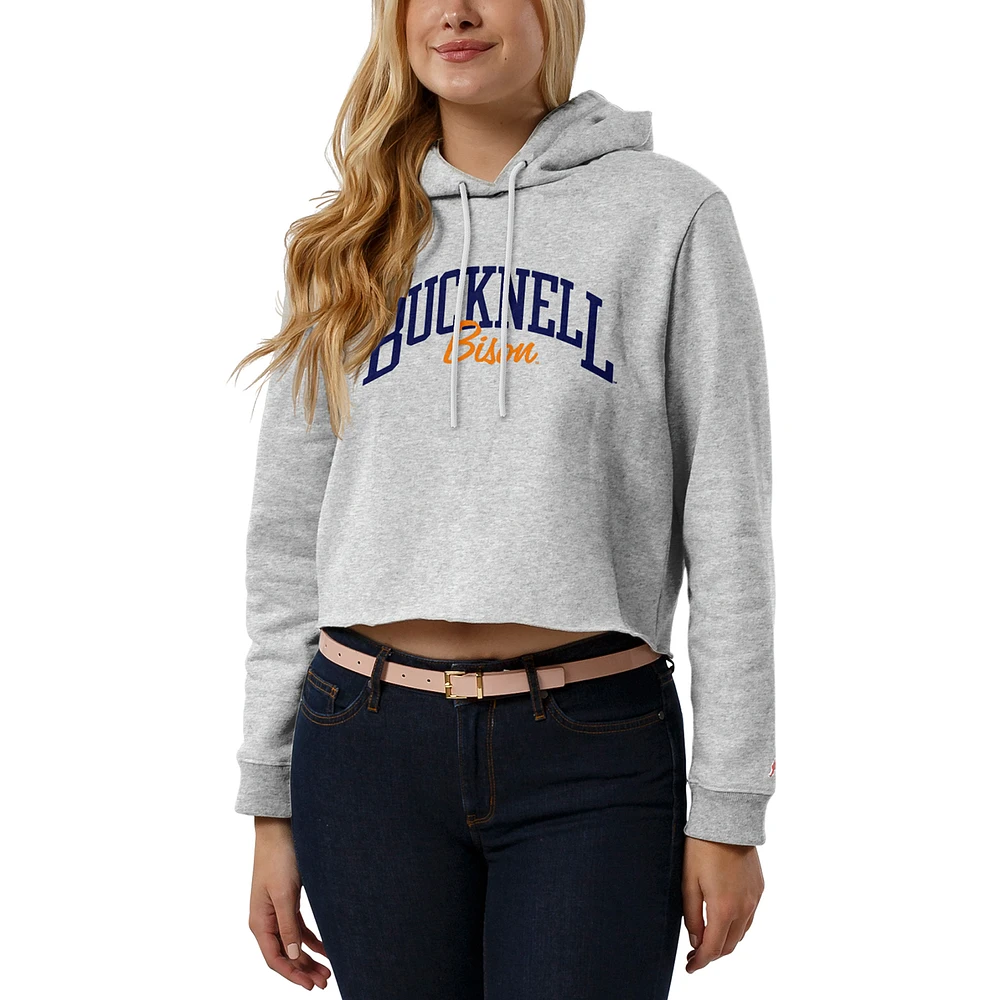 Women's League Collegiate Wear Ash Bucknell Bison Cropped Pullover Hoodie