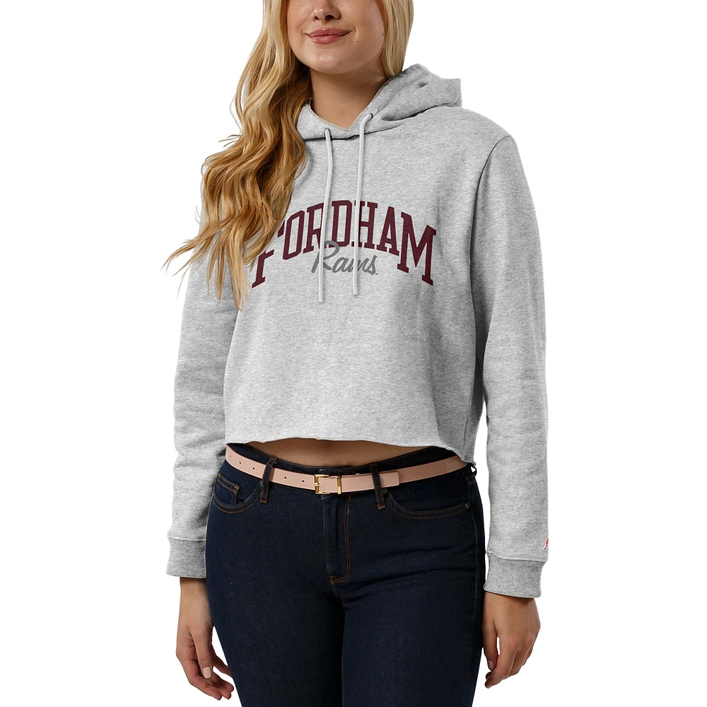 Women's League Collegiate Wear Ash Fordham Rams Cropped Pullover Hoodie