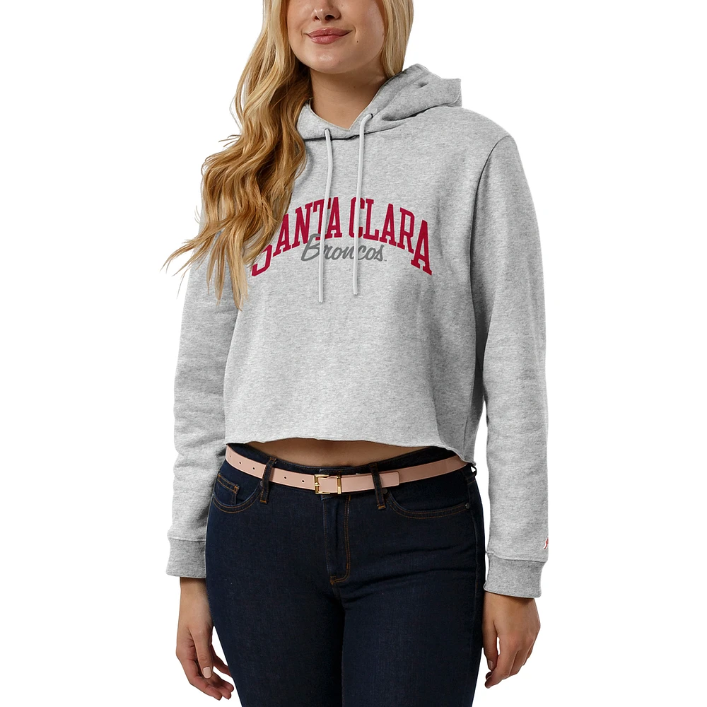 Women's League Collegiate Wear Ash Santa Clara Broncos Cropped Pullover Hoodie