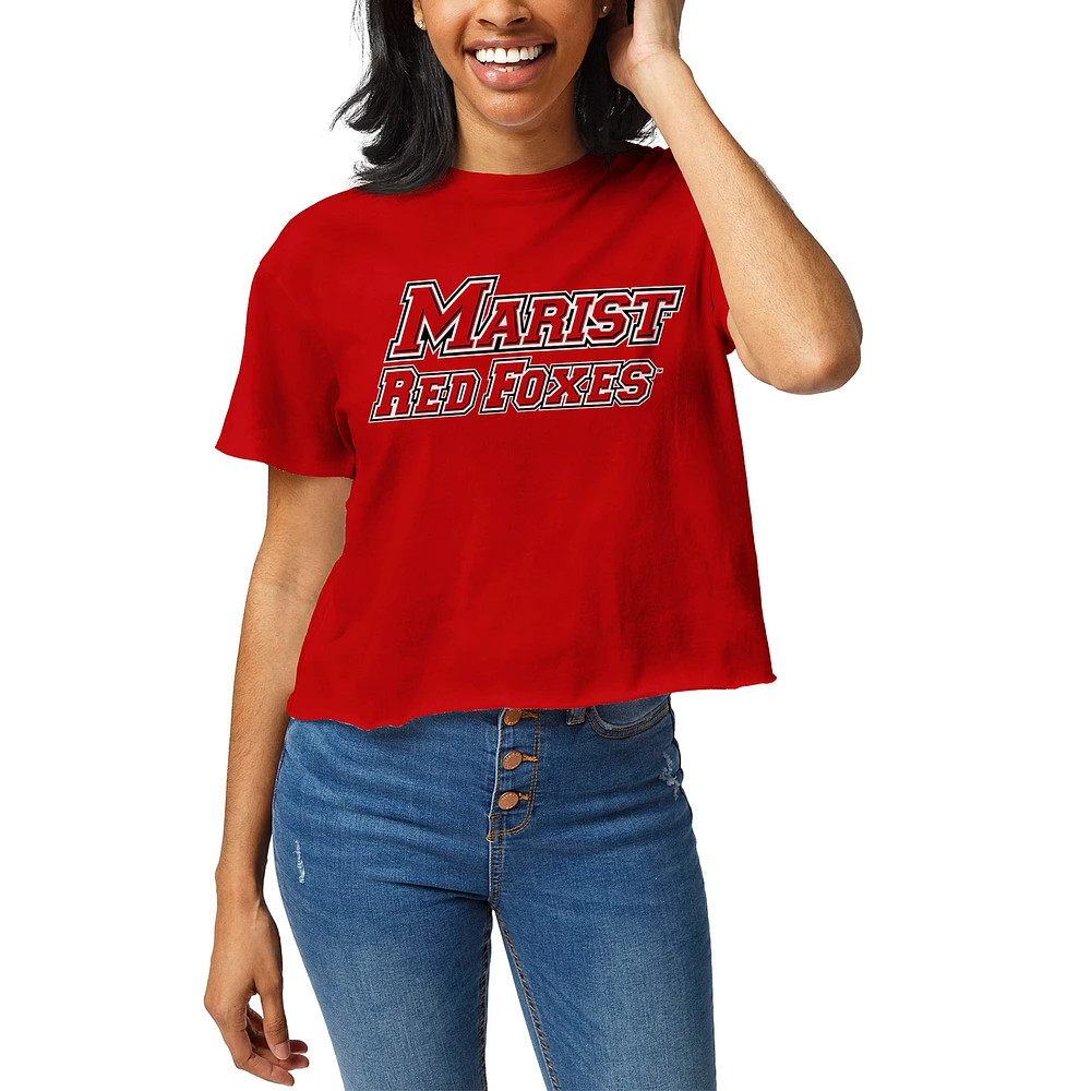 Women's League Collegiate Wear Red Marist Foxes Clothesline Cropped T-Shirt