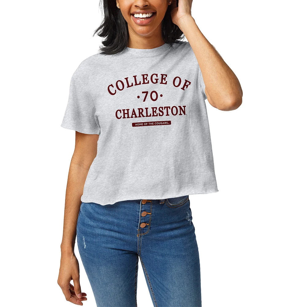 Women's League Collegiate Wear Ash Charleston Cougars Wordmark Clothesline Cropped T-Shirt