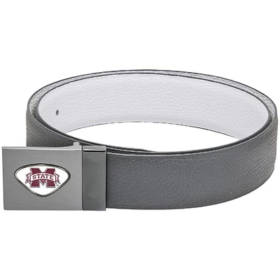 Gray Mississippi State Bulldogs Reversible Leather Belt