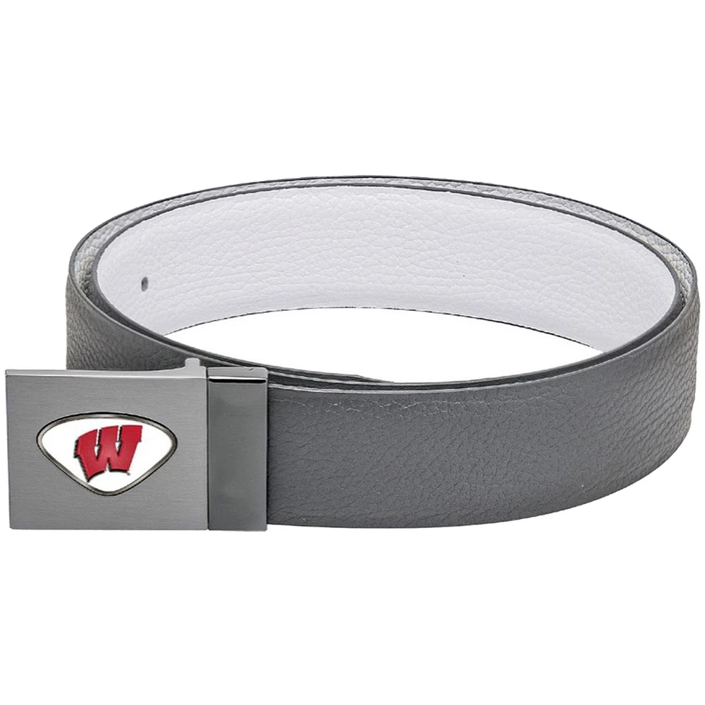 Gray Wisconsin Badgers Reversible Leather Belt