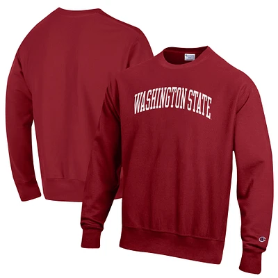 Men's Washington State Cougars Crimson Reverse Weave Crewneck Pullover Sweatshirt