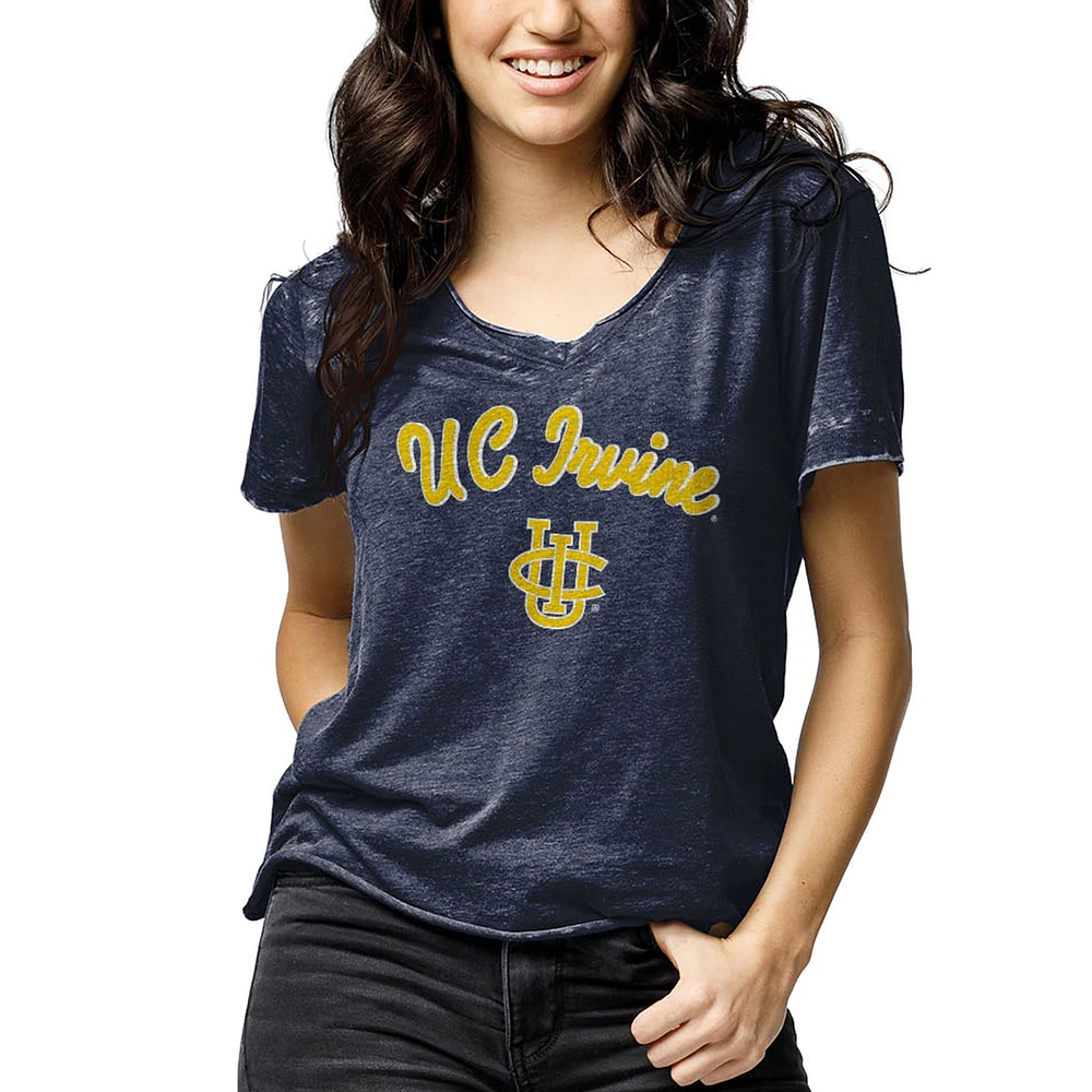 Women's League Collegiate Wear Heathered Navy UC Irvine Anteaters Loose Fit V-Neck T-Shirt