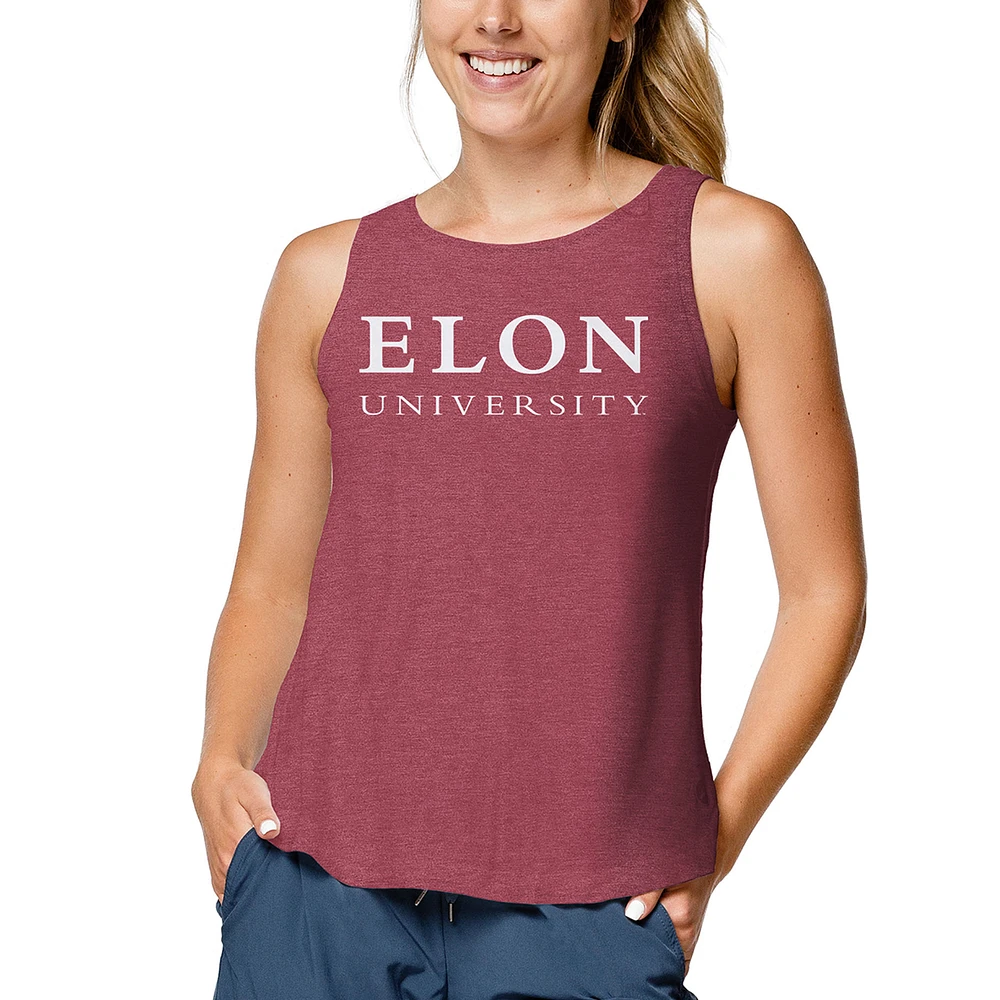 Women's League Collegiate Wear Heathered Maroon Elon Phoenix Tri-Flex Trapeze Tank Top