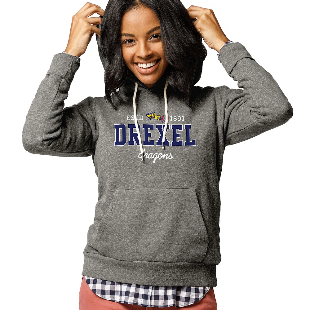 Women's League Collegiate Wear Heathered Gray Drexel Dragons Victory Springs Pullover Hoodie