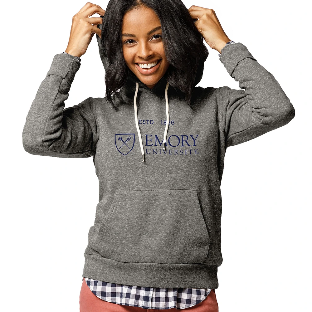 Women's League Collegiate Wear Heathered Gray Emory Eagles Victory Springs Pullover Hoodie
