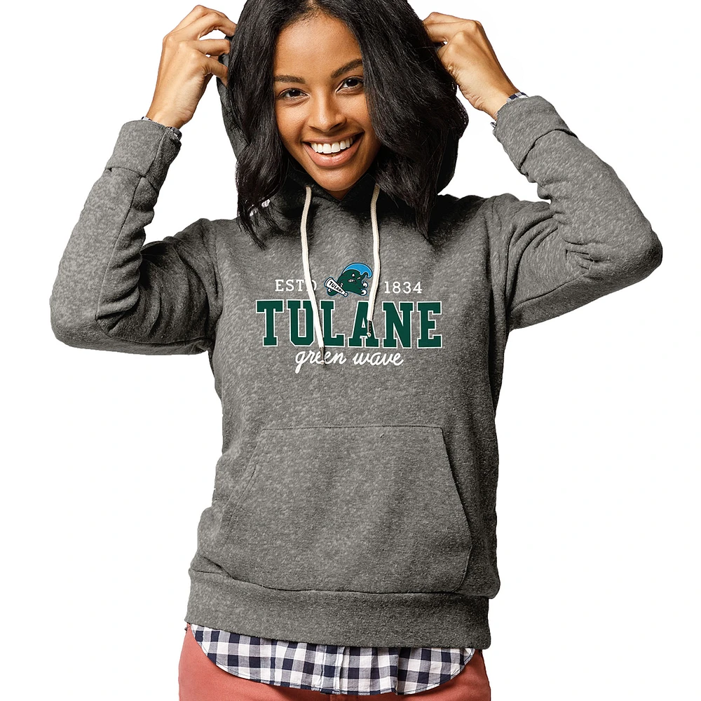 Women's League Collegiate Wear Heathered Gray Tulane Green Wave Victory Springs Pullover Hoodie