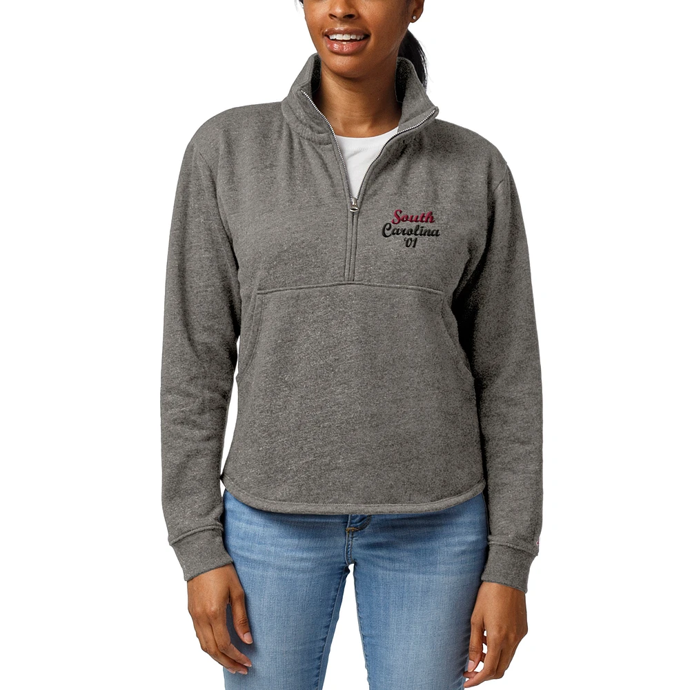 Women's League Collegiate Wear Heathered Gray South Carolina Gamecocks Victory Springs Half-Zip Pullover Jacket
