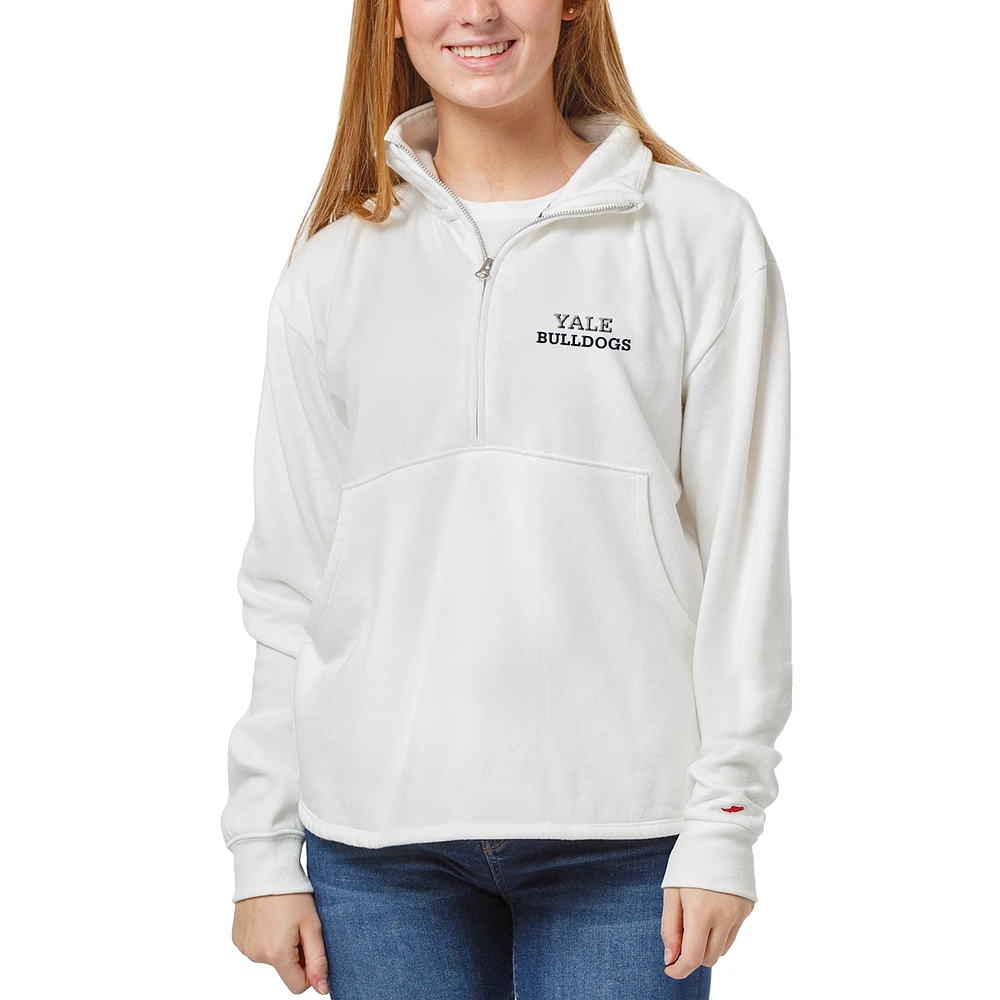 Women's League Collegiate Wear White Yale Bulldogs Victory Springs Half-Zip Pullover Jacket