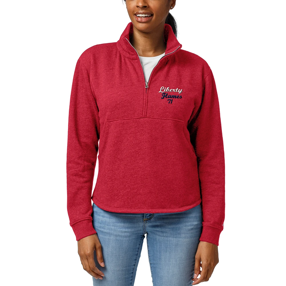 Women's League Collegiate Wear Heathered Red Liberty Flames Victory Springs Half-Zip Pullover Jacket