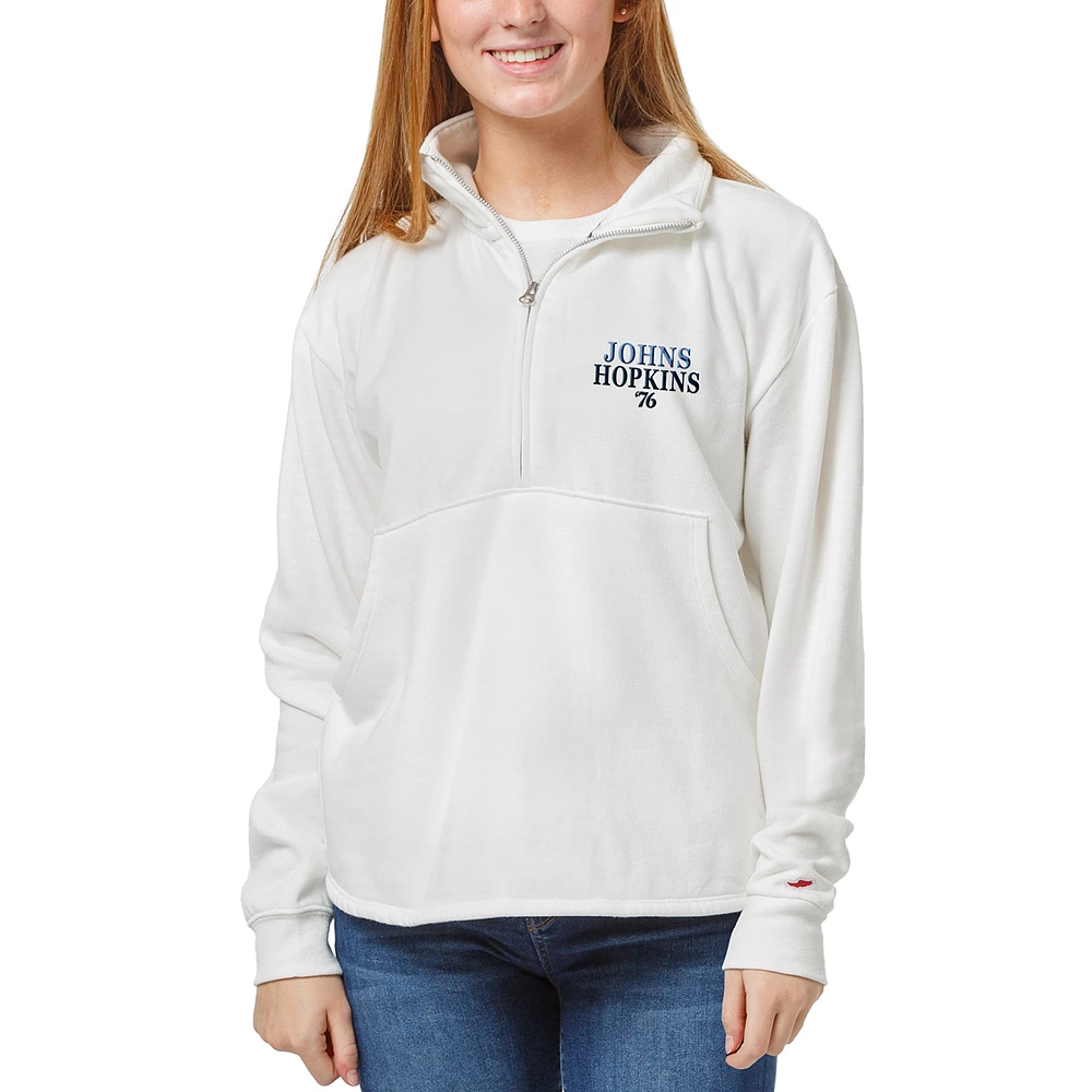Women's League Collegiate Wear White Johns Hopkins Blue Jays Victory Springs Half-Zip Pullover Jacket