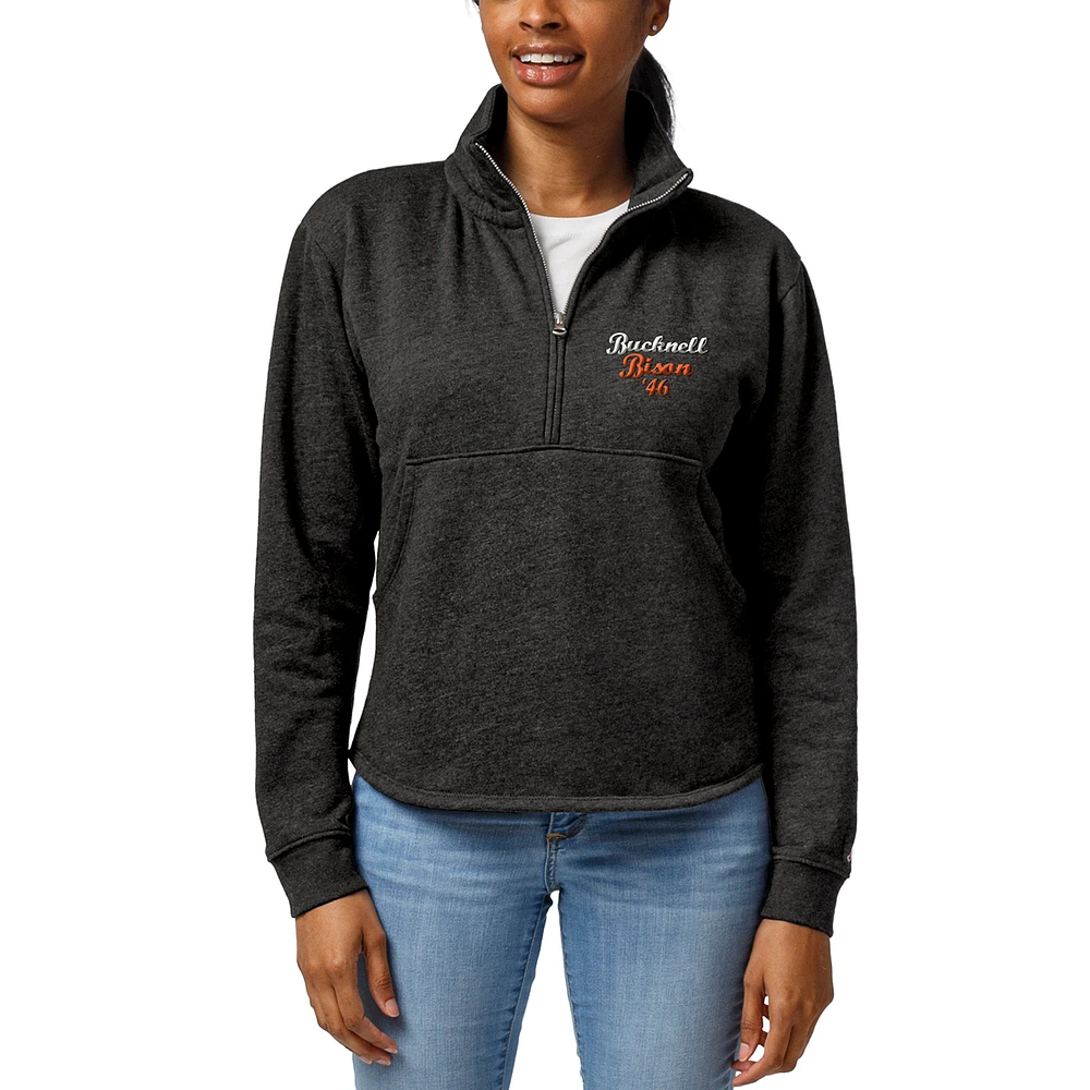 Women's League Collegiate Wear Heathered Black Bucknell Bison Victory Springs Half-Zip Pullover Jacket