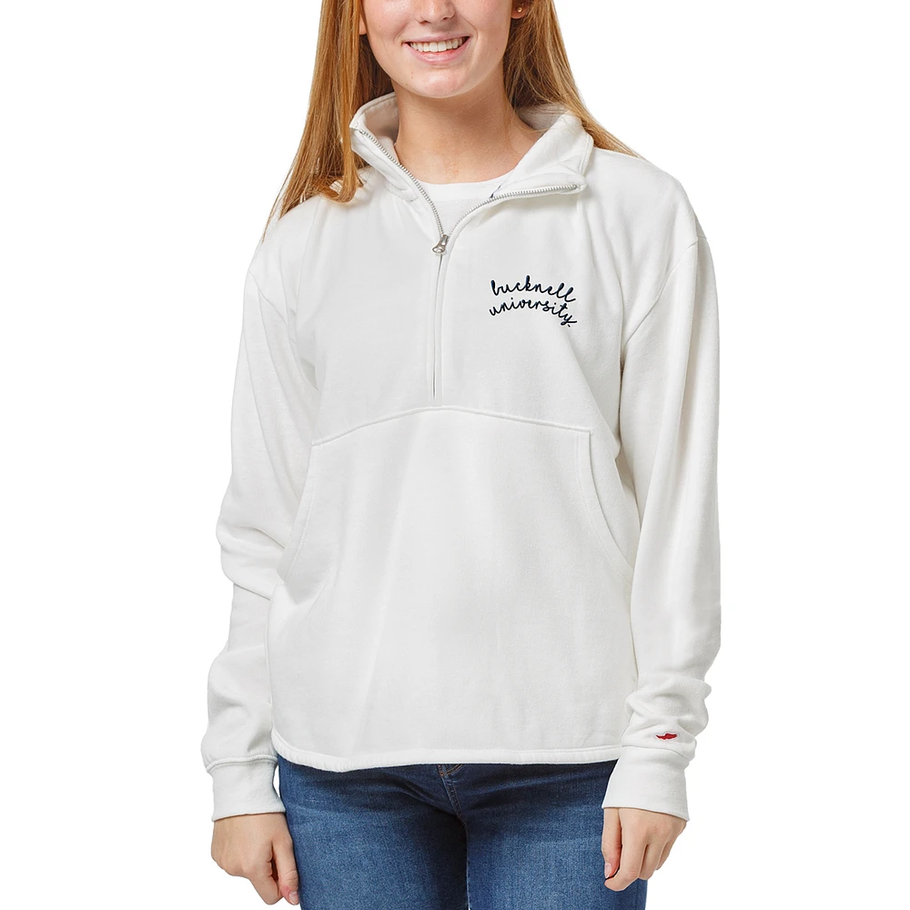 Women's League Collegiate Wear White Bucknell Bison Victory Springs Half-Zip Pullover Jacket