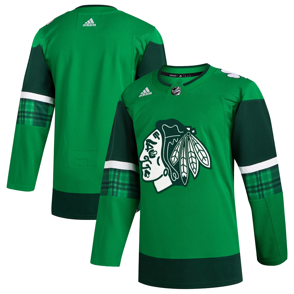 Men's adidas Kelly Green Chicago Blackhawks 2023 St. Patrick's Day Primegreen Authentic Jersey